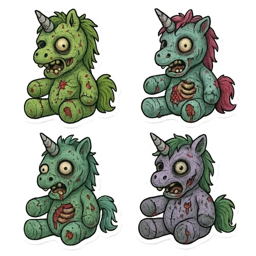 Zombie unicorn toy doll - , 4